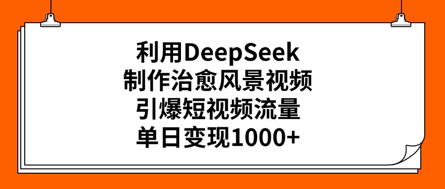 利用DeepSeek制作治愈风景视频，引爆短视频流量，单日变现1000+-臻优网