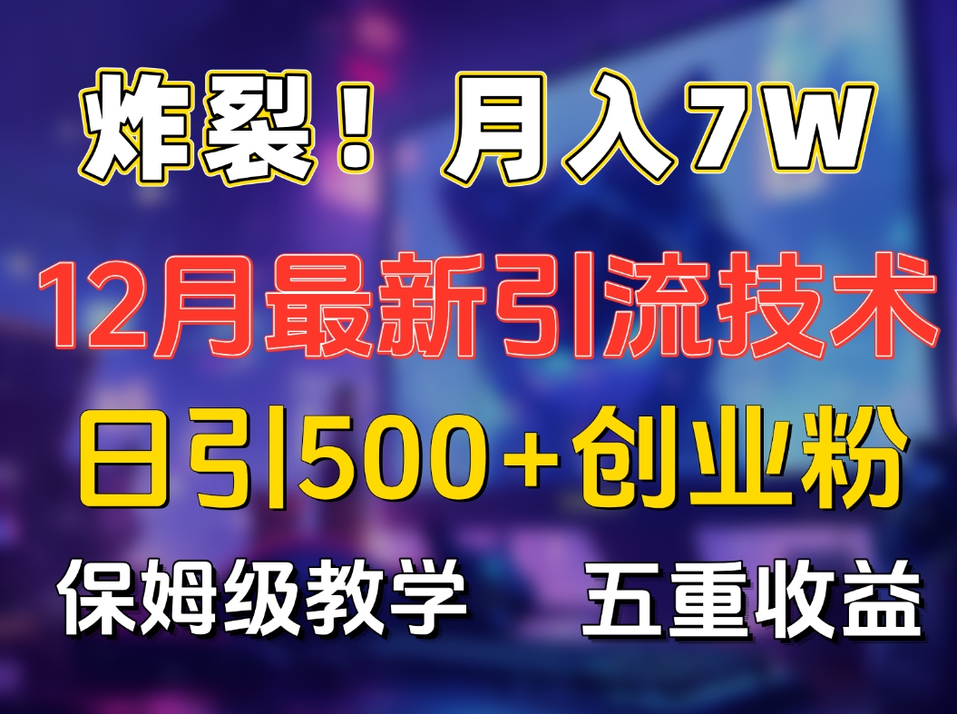 炸裂！月入7W+揭秘12月最新日引流500+精准创业粉，多重收益保姆级教学-臻优网