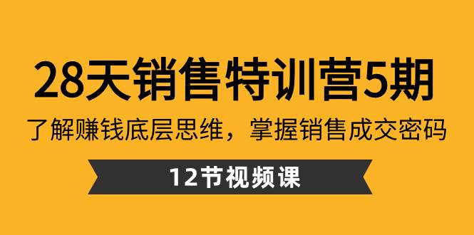 28天·销售特训营5期：了解赚钱底层思维，掌握销售成交密码（12节课）-臻优网