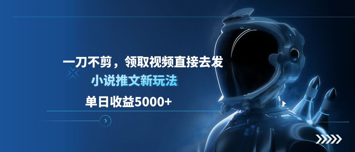 单日收益5000+，小说推文新玩法，一刀不剪，领取视频直接去发-臻优网