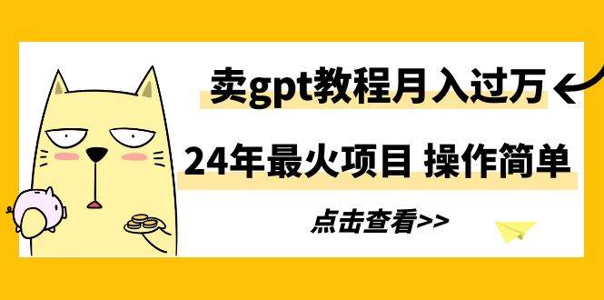 24年最火项目，卖gpt教程月入过万，操作简单-臻优网