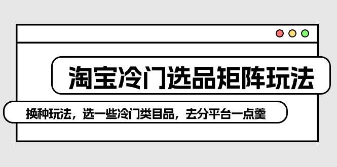 淘宝冷门选品矩阵玩法：换种玩法，选一些冷门类目品，去分平台一点羹-臻优网