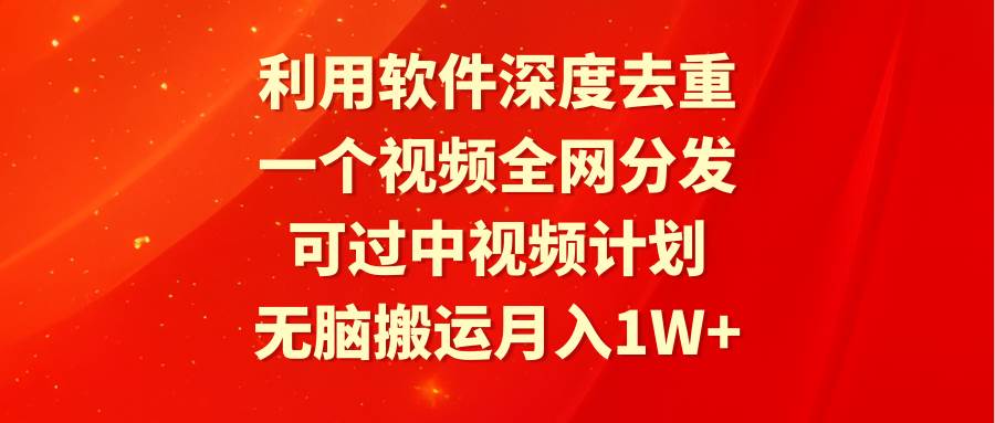 利用软件深度去重，一个视频全网分发，可过中视频计划，无脑搬运月入1W+-臻优网