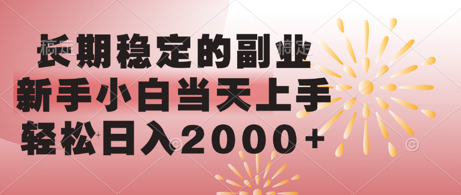 长期稳定的副业，轻松日入2000+新手小白当天上手，-臻优网