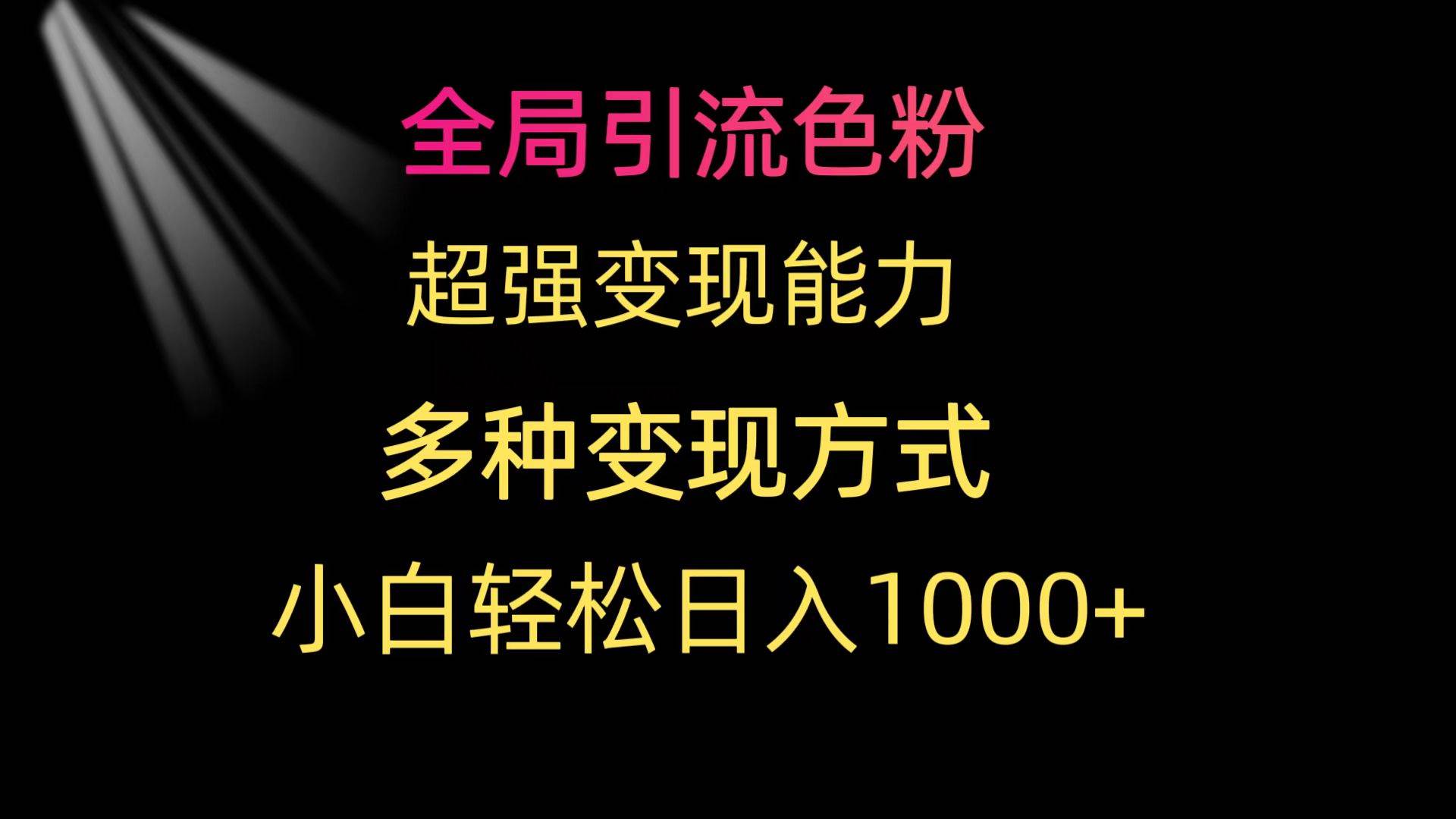 全局引流色粉 超强变现能力 多种变现方式 小白轻松日入1000+-臻优网