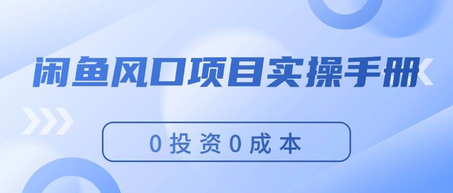 闲鱼风口项目实操手册，0投资0成本，让你做到，月入过万，新手可做-臻优网