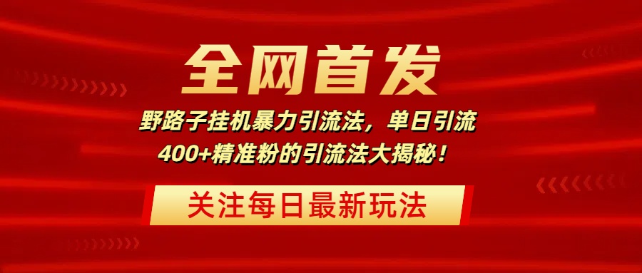 全网首发，野路子挂机暴力引流法，单日引流400+精准粉的引流法大揭秘！-臻优网