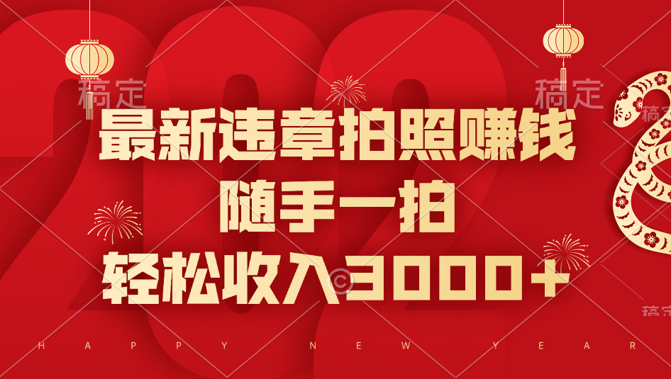 最新违章拍照赚钱，随手一拍，轻松收入3000+-臻优网