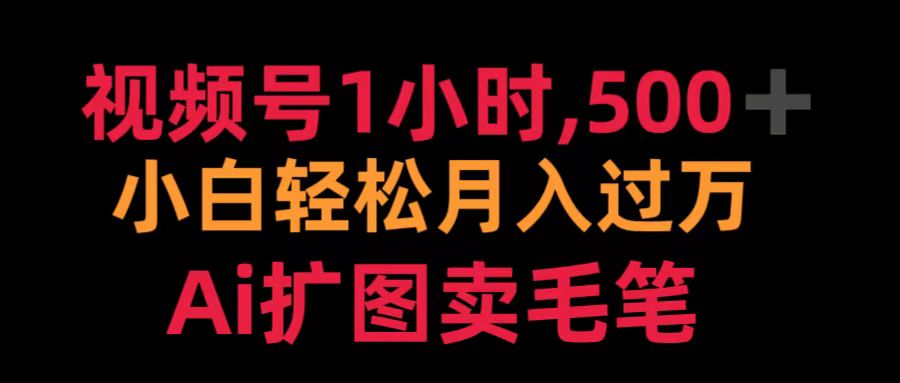 视频号1小时，500＋ 小白轻松月入过万 Ai扩图卖毛笔-臻优网