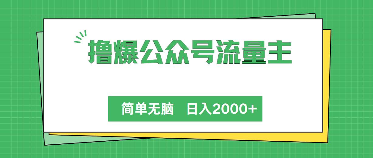 撸爆公众号流量主，简单无脑，单日变现2000+-臻优网
