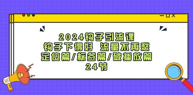 2024钩子·引流课：钩子下得好 流量不再愁，定位篇/标签篇/破播放篇/24节-臻优网