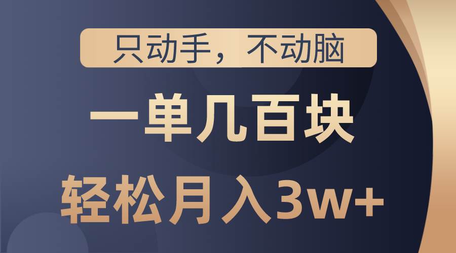 只动手不动脑，一单几百块，轻松月入3w+，看完就能直接操作，详细教程-臻优网