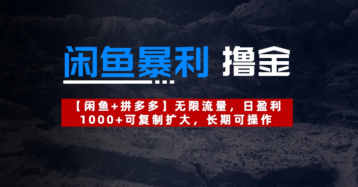 【闲鱼暴利撸金】无限流量，日盈利1000+可复制扩大，长期可操作-臻优网