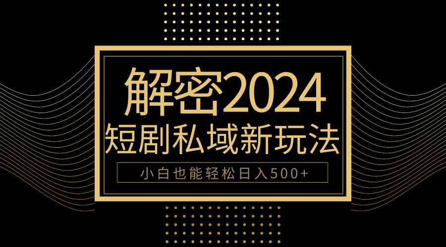 10分钟教会你2024玩转短剧私域变现，小白也能轻松日入500+-臻优网