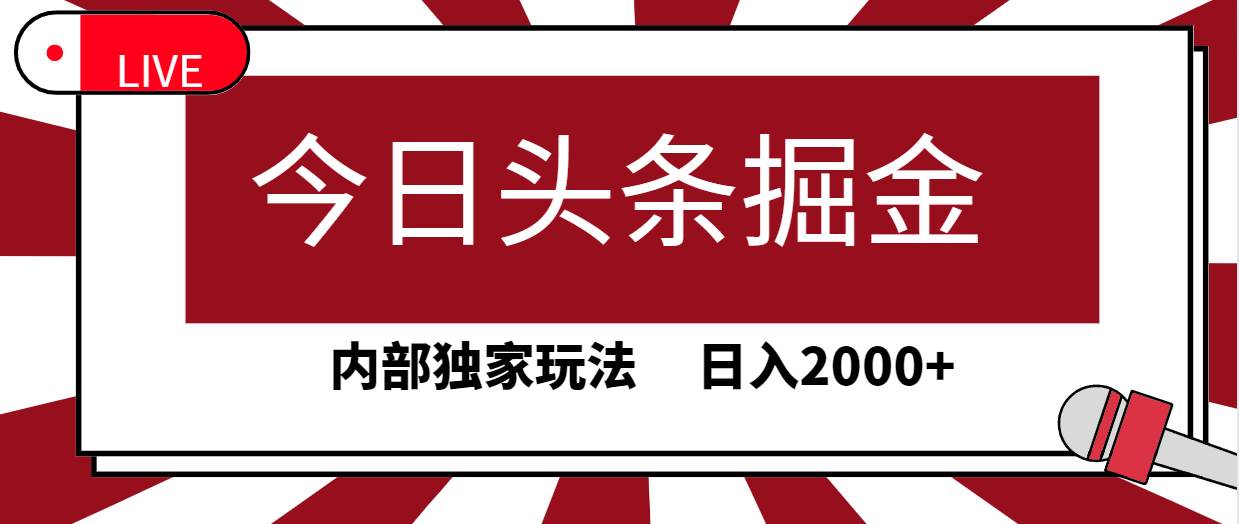 今日头条掘金，30秒一篇文章，内部独家玩法，日入2000+-臻优网