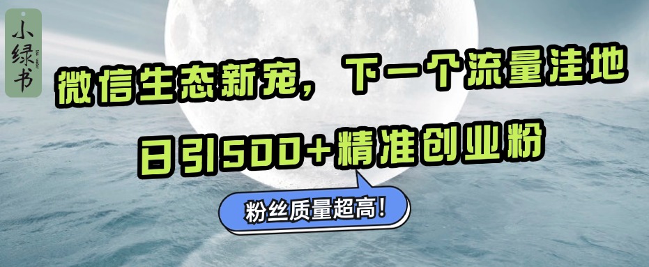 微信生态新宠小绿书：下一个流量洼地，粉丝质量超高，日引500+精准创业粉，-臻优网
