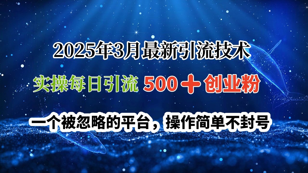 2025年3月最新引流技术，实操每日引流500➕创业粉，一个被忽略的平台，操作简单不封号-臻优网