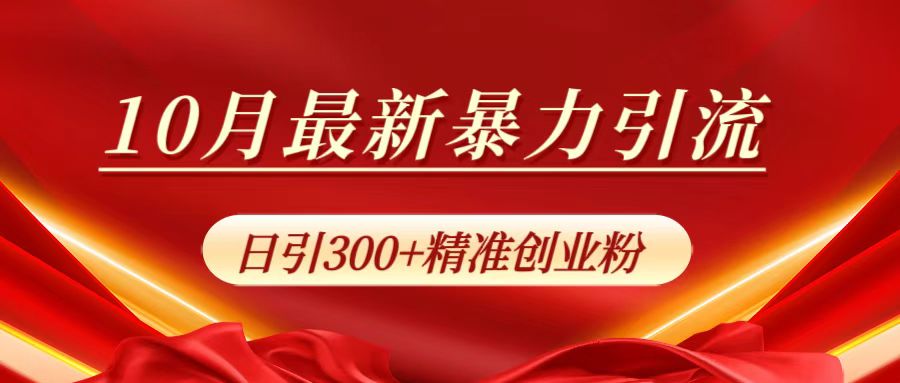 10月最新暴力引流，日引300+精准创业粉-臻优网