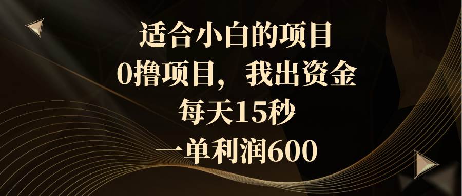 适合小白的项目，0撸项目，我出资金，每天15秒，一单利润600-臻优网