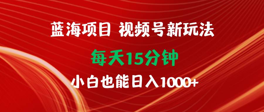 蓝海项目视频号新玩法 每天15分钟 小白也能日入1000+-臻优网
