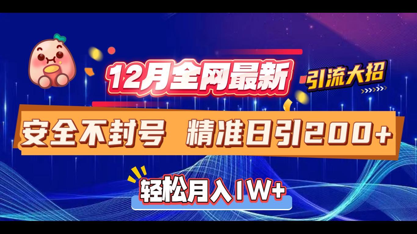 12月全网最新引流大招 安全不封号 日引精准粉200+-臻优网