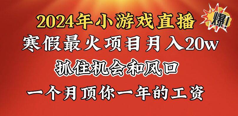 2024年寒假爆火项目，小游戏直播月入20w+，学会了之后你将翻身-臻优网