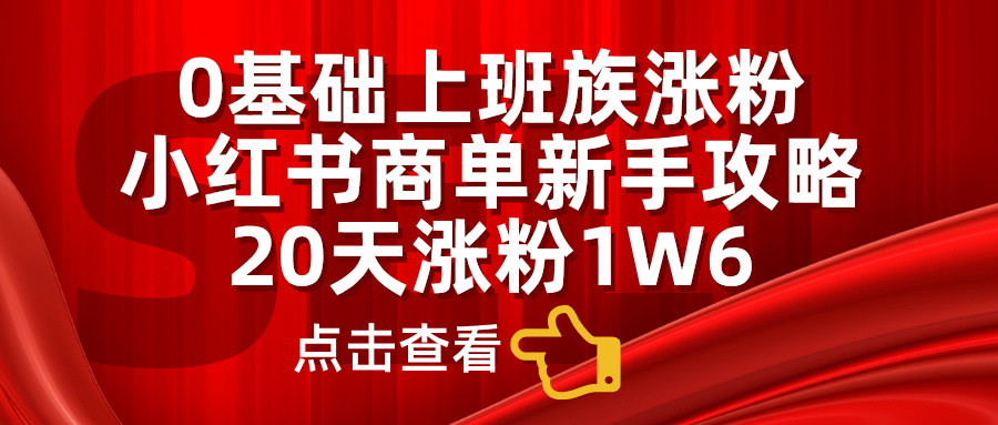 0基础上班族涨粉，小红书商单新手攻略，20天涨粉1.6w-臻优网