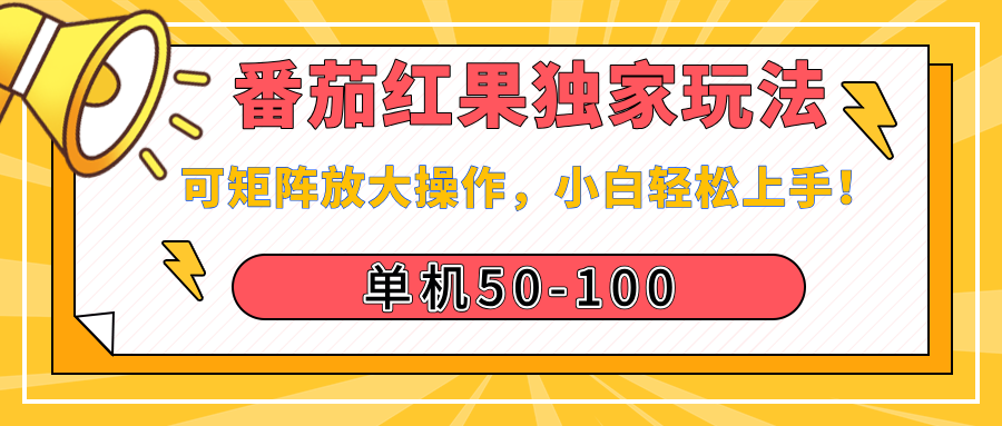 番茄红果独家玩法，单机50-100，可矩阵放大操作，小白轻松上手！-臻优网