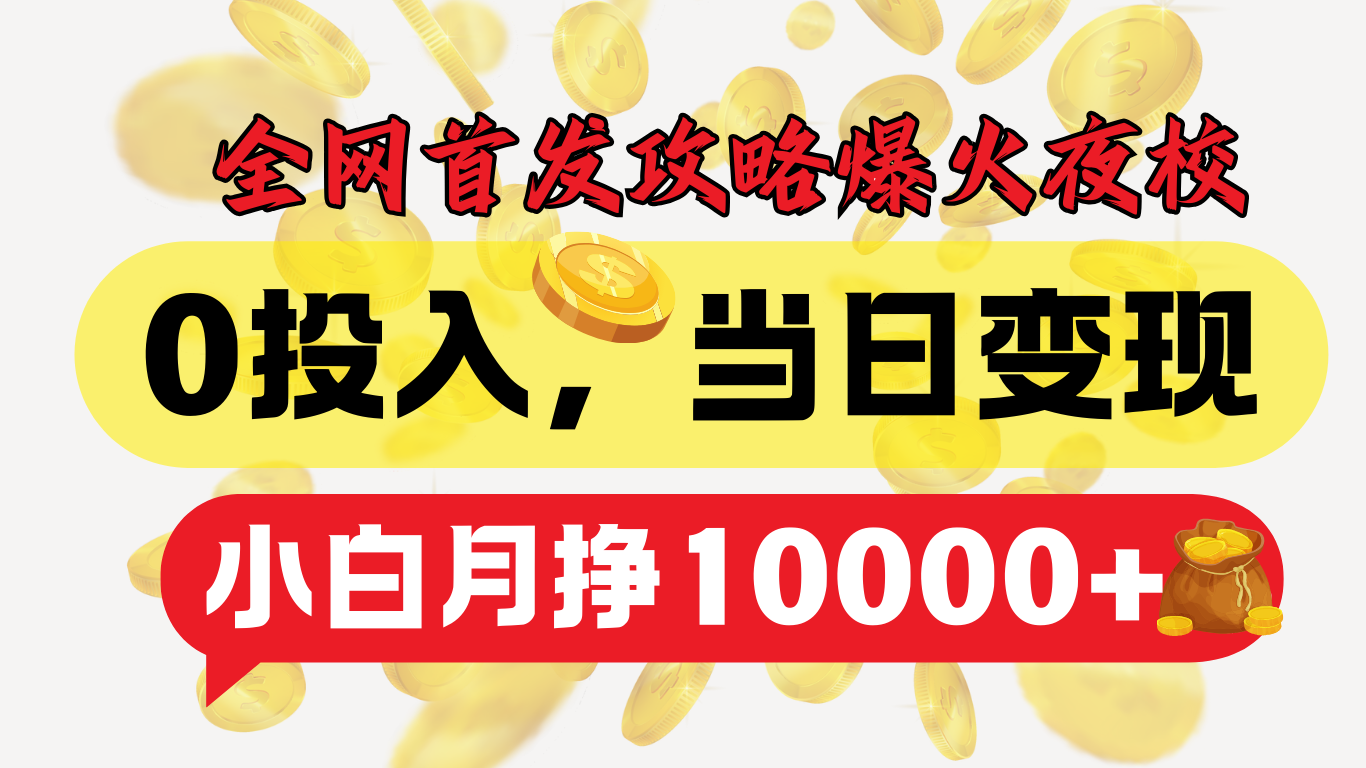 全网首发！爆火夜校，0投入，当日变现，小白轻松月入1w+-臻优网