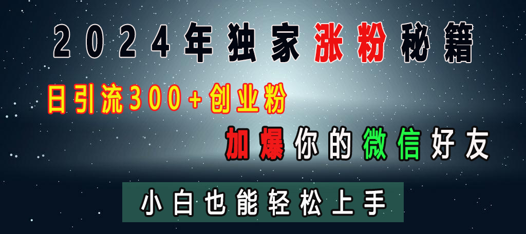 2024年独家涨粉秘籍，日引流300+创业粉，加爆你的微信好友，小白也能轻松上手-臻优网