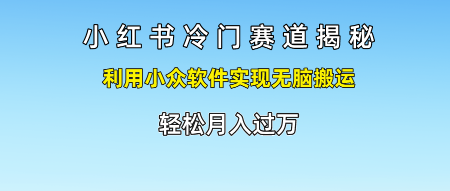 小红书冷门赛道揭秘,轻松月入过万，利用小众软件实现无脑搬运，-臻优网