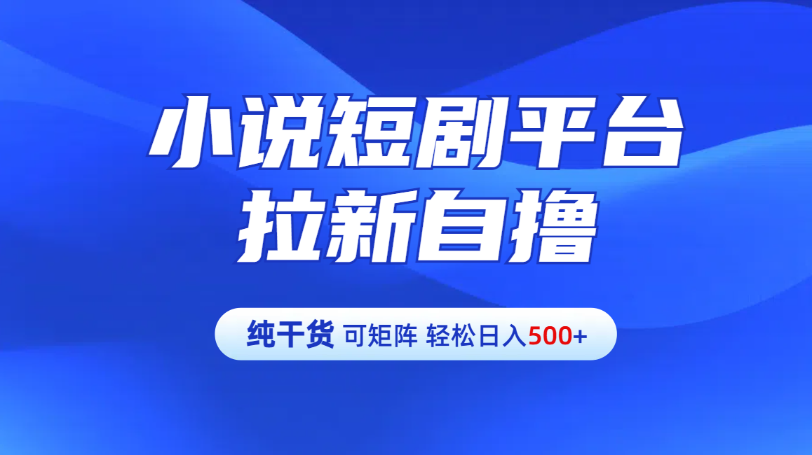 【纯干货】小说短剧平台拉新自撸玩法详解-单人轻松日入500+-臻优网