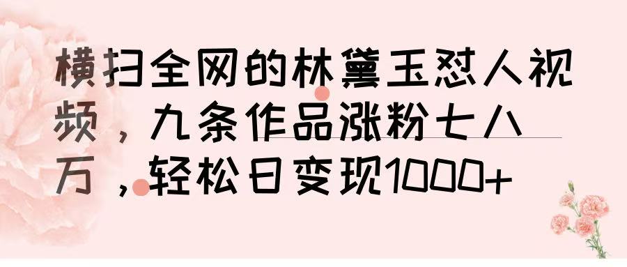 横扫全网的林黛玉怼人视频，九条作品涨粉七八万，轻松日变现 1000➕-臻优网