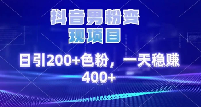 2025最新男粉项目 日引200 轻松月入2w+-臻优网