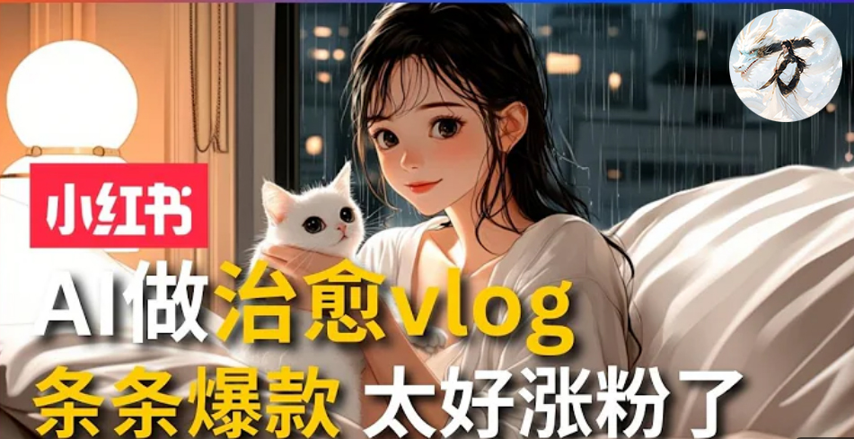 AI治愈系vlog动画视频，小红书7天 涨粉破千，商单报价1500+，0成本制作，日入2000+，有手就会 -臻优网