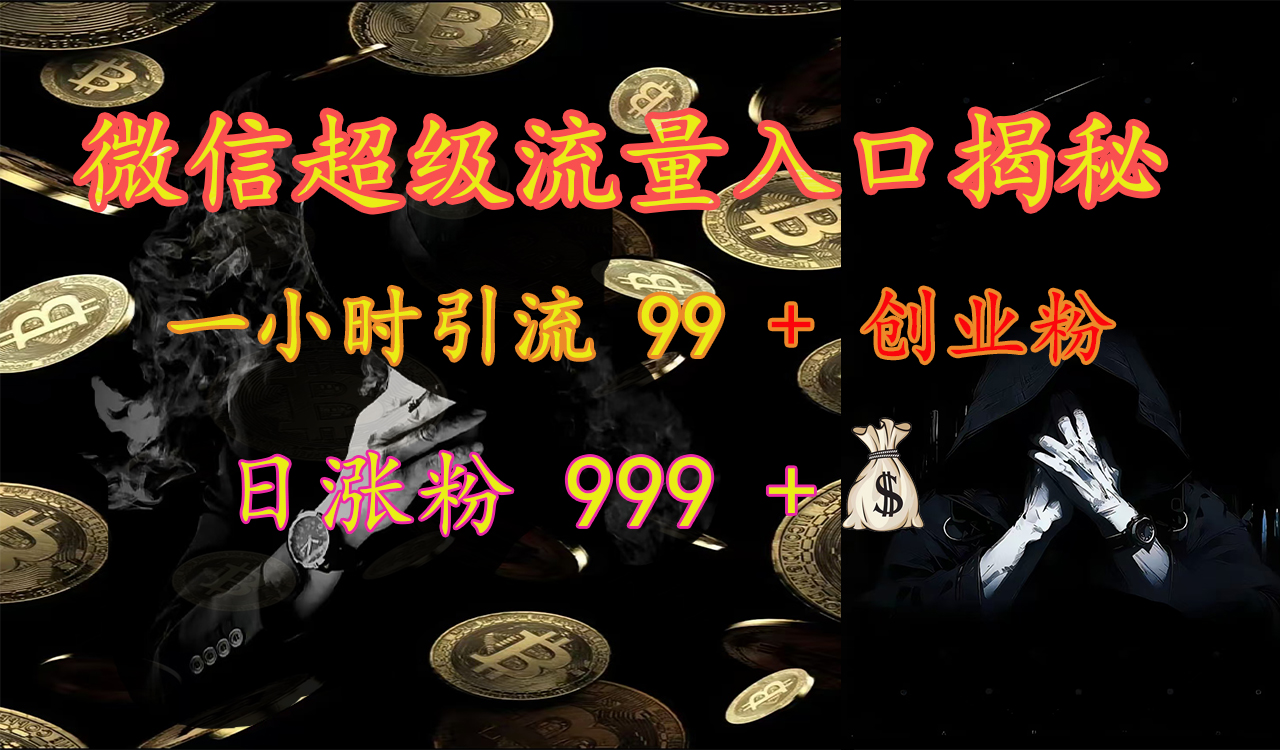 微信超级流量入口揭秘：一小时引流 99 + 创业粉，日涨粉 999 +【揭秘】-臻优网