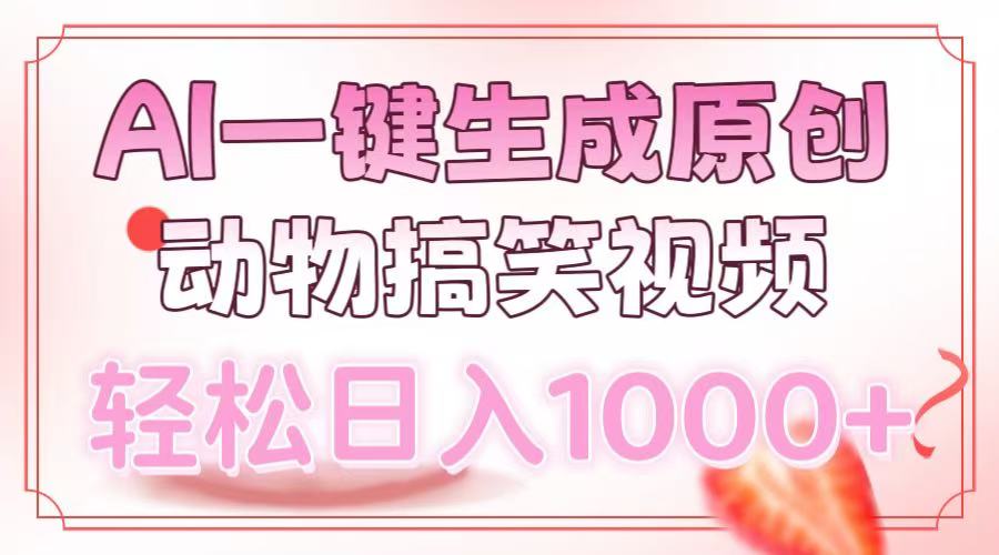 AI一键生成原创动物搞笑视频，轻松日入1000+-臻优网