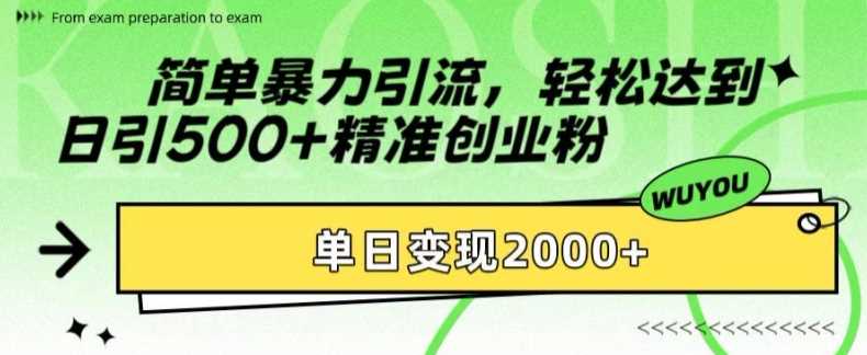 简单暴力引流轻松达到日引500+精准创业粉，单日变现2k【揭秘】-臻优网