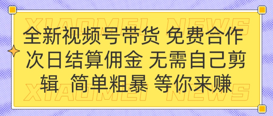 全新视频号 免费合作 佣金次日结算 无需自己剪辑-臻优网