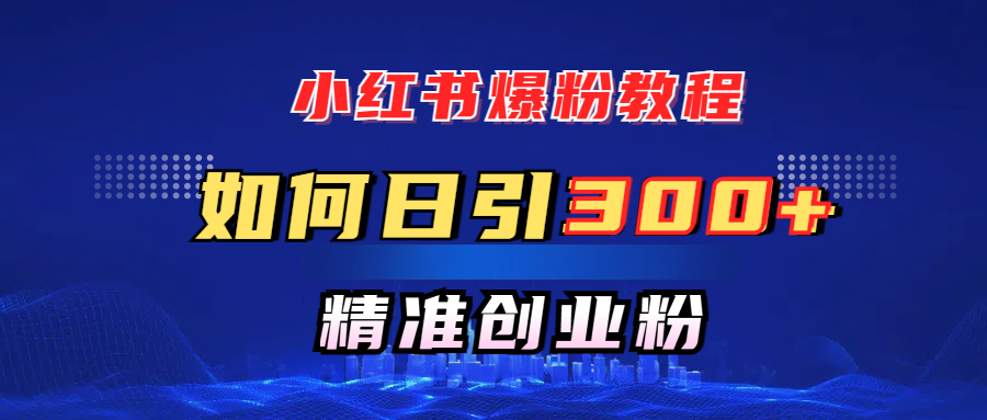 小红书爆粉教程，如何日引300+创业粉，快速实现精准变现！-臻优网