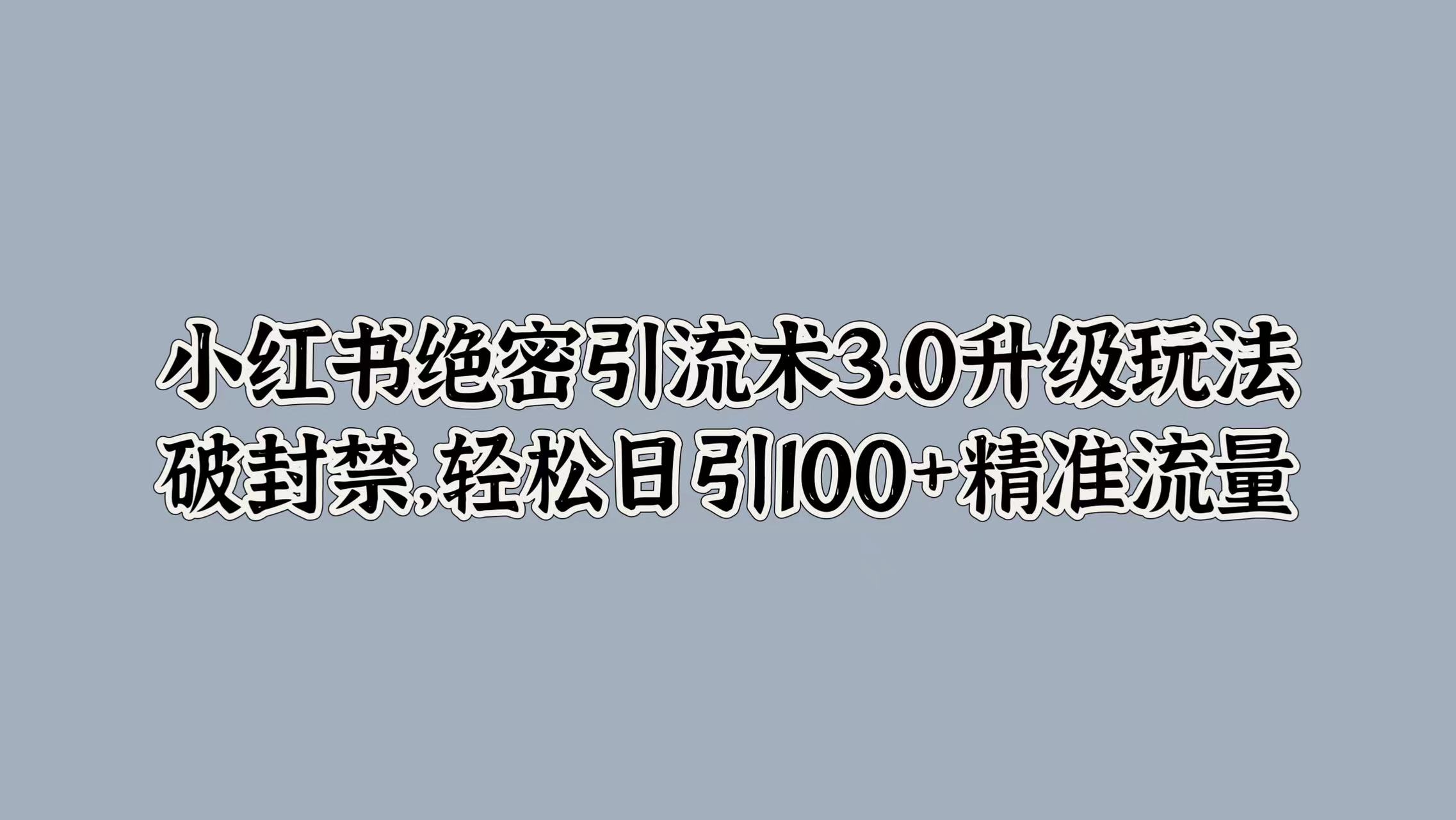 小红书绝密引流术3.0升级玩法，破封禁，轻松日引100+精准流量-臻优网