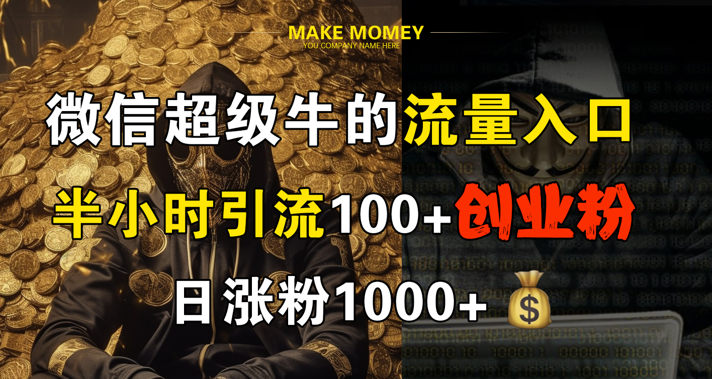 微信超级牛的流量入口，半小时引流100+创业粉，日涨粉1000+-臻优网