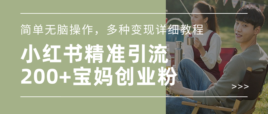 小红书精准日引200+宝妈创业粉，简单无脑操作，多种变现详细教程-臻优网