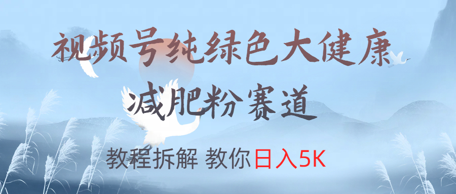 视频号纯绿色大健康粉赛道，教程拆解，教你日入5K-臻优网