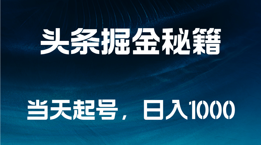 头条掘金秘籍，当天起号，日入1000+-臻优网