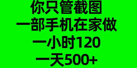 你只管截图，一部手机在家做，一小时120，一天500+-臻优网