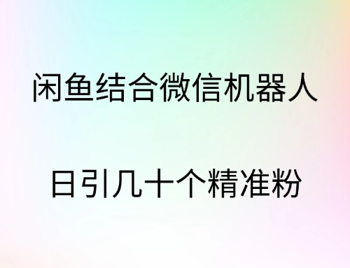 闲鱼结合微信机器人，日引几十个精准粉-臻优网