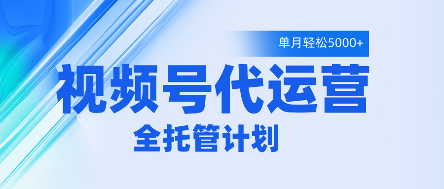 视频号代运营2.0，全程托管招募，单月轻松变现5000+-臻优网
