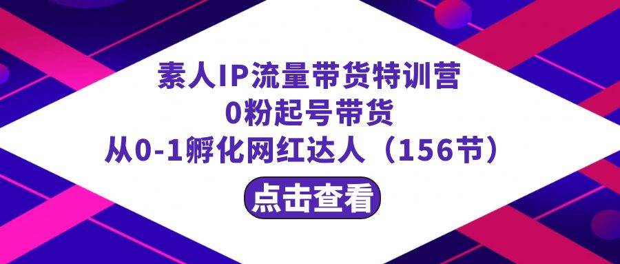 繁星·计划素人IP流量带货特训营：0粉起号带货 从0-1孵化网红达人（156节）-臻优网