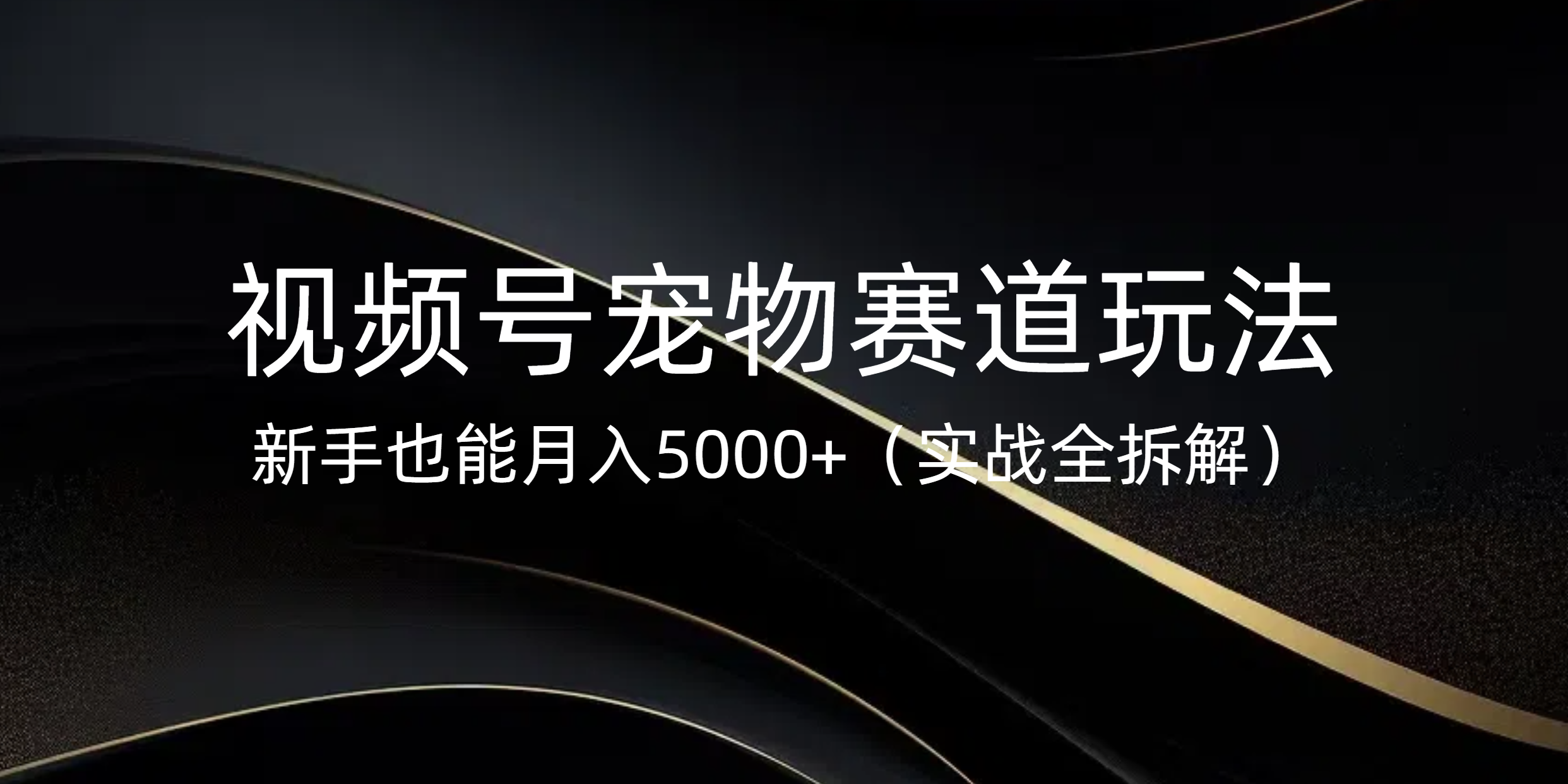 视频号宠物赛道玩法，新手也能月入5000+（实战全拆解）-臻优网